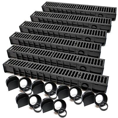 WilTec 6X Caniveau – 1000 x 140 x 115 mm – Capacité de Charge 12,5 t – avec Grille de recouvrement en Fonte – Drainage Eaux usées Rigole Évacuation Garage - Publicité WilTec 6X Caniveau – 1000 x 140 x 115 mm – Capacité de Charge 12,5 t – avec Grille de recouvrement en Fonte – Drainage Eaux usées Rigole Évacuation Garage - Publicité