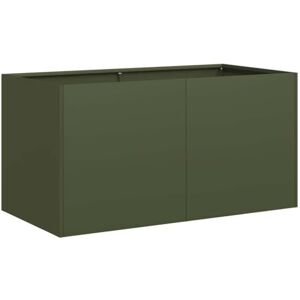 vidaXL Pot de Fleurs en Acier Vert Olive 80x40x40 cm - Jardinière - Publicité vidaXL Pot de Fleurs en Acier Vert Olive 80x40x40 cm - Jardinière - Publicité