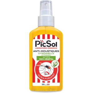 PicSol Spray Anti-Moustiques Citronnelle/Citriodiol Actifs 100% Végétal 125 ml - Publicité PicSol Spray Anti-Moustiques Citronnelle/Citriodiol Actifs 100% Végétal 125 ml - Publicité