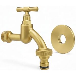 Livlig53 LIVLIG Robinet d'eau extérieur avec raccord de tuyau 1/2 pouce, robinet or, robinet de jardin en laiton, robinet d'eau froide avec raccord mural 1/2 pouce, Polly - Publicité Livlig53 LIVLIG Robinet d'eau extérieur avec raccord de tuyau 1/2 pouce, robinet or, robinet de jardin en laiton, robinet d'eau froide avec raccord mural 1/2 pouce, Polly - Publicité