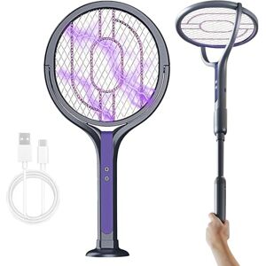 GOMETY Tapette à Mouches électrique, Tête Rotative Rechargeable, Piège à Mouches électrique avec Rallonge Télescopique Répulsif anti-Moustiques 2 en 1, Tapette à Mouches Rechargeable USB pour Chambre Cuisine - Publicité GOMETY Tapette à Mouches électrique, Tête Rotative Rechargeable, Piège à Mouches électrique avec Rallonge Télescopique Répulsif anti-Moustiques 2 en 1, Tapette à Mouches Rechargeable USB pour Chambre Cuisine - Publicité