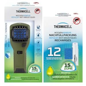 Thermacell Diffuseur Répulsif Anti Moustiques Portable Nomade Zone de Protection 15m² Effet Rapide Inodore Durée 24h 2 Cartouche Gaz + 6 Plaquettes Vert - Publicité Thermacell Diffuseur Répulsif Anti Moustiques Portable Nomade Zone de Protection 15m² Effet Rapide Inodore Durée 24h 2 Cartouche Gaz + 6 Plaquettes Vert - Publicité