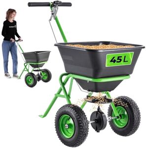 KADAX Épandeur 45 l avec roues, épandeur d'engrais pour graines de gazon, engrais de pelouse, calcaire et sel de déneigement, salière, épandeur de graines pour l'entretien de la pelouse et le service - Publicité KADAX Épandeur 45 l avec roues, épandeur d'engrais pour graines de gazon, engrais de pelouse, calcaire et sel de déneigement, salière, épandeur de graines pour l'entretien de la pelouse et le service - Publicité