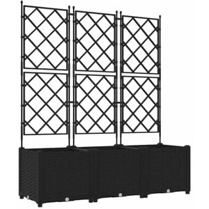 Vidaxl Pot de Jardin avec Treillis 3 pcs Noir 120x40x143 cm - Publicité Vidaxl Pot de Jardin avec Treillis 3 pcs Noir 120x40x143 cm - Publicité