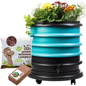WormBox Lombricomposteur 3 Plateaux Turquoise + Jardinière + 250gr de vers de Compost + 1 Bloc Coco 48 litres Compostez Vos déchets organiques, Les vers de Terre/lombrics/lombricompost - Publicité WormBox Lombricomposteur 3 Plateaux Turquoise + Jardinière + 250gr de vers de Compost + 1 Bloc Coco 48 litres Compostez Vos déchets organiques, Les vers de Terre/lombrics/lombricompost - Publicité