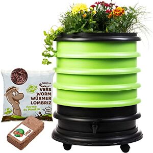 WormBox Lombricomposteur 4 Plateaux Vert Anis + Jardinière + 1kg de vers de Compost + 1 Bloc Coco 64 litres Compostez Vos déchets organiques, lombrics/lombricompost - Publicité WormBox Lombricomposteur 4 Plateaux Vert Anis + Jardinière + 1kg de vers de Compost + 1 Bloc Coco 64 litres Compostez Vos déchets organiques, lombrics/lombricompost - Publicité