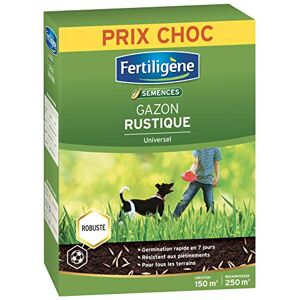 Fertiligène FERTILIGENE RUST150P Semences Gazon Rustique Universel 3,75 kg Premières pousses en 1 semaine Résiste aux piétinements Tous types de terrains Pour 150m² de création et 250m² de regarnissage - Publicité Fertiligène FERTILIGENE RUST150P Semences Gazon Rustique Universel 3,75 kg Premières pousses en 1 semaine Résiste aux piétinements Tous types de terrains Pour 150m² de création et 250m² de regarnissage - Publicité