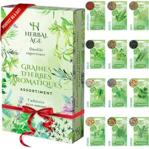 Herbal Age 12 Variétés de Plantes d'Herbes, 8700 Graines d'Herbes, Idée Cadeau Homme et Femme, Kit de Jardinieres Exterieur Pour Adultes, Enfants, Débutants, Menthe, Persil, Basilic, Romarin - Publicité Herbal Age 12 Variétés de Plantes d'Herbes, 8700 Graines d'Herbes, Idée Cadeau Homme et Femme, Kit de Jardinieres Exterieur Pour Adultes, Enfants, Débutants, Menthe, Persil, Basilic, Romarin - Publicité
