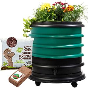 WormBox Lombricomposteur 3 Plateaux Vert Foncé + Jardinière + 500gr de vers de Compost + 1 Bloc Coco 48 litres Compostez Vos déchets organiques, Les vers de Terre/lombrics/lombricompost - Publicité WormBox Lombricomposteur 3 Plateaux Vert Foncé + Jardinière + 500gr de vers de Compost + 1 Bloc Coco 48 litres Compostez Vos déchets organiques, Les vers de Terre/lombrics/lombricompost - Publicité