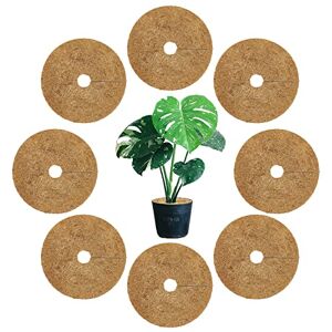 Auptiz 8 pièces de Coco de paillis de cocotier, Couverture de Disque Protecteur de Fibres de Tapis d'anneau de Noix de Coco pour Plante - Publicité
