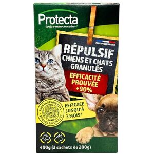 Protecta ® Granulés Répulsifs Chiens & Chats 400g – Anti-Griffures & Marquages Urinaires – Efficacité Prouvée – Protection Jusqu’à 3 Mois – Tous Types de Surfaces – Usage Extérieur - Publicité Protecta ® Granulés Répulsifs Chiens & Chats 400g – Anti-Griffures & Marquages Urinaires – Efficacité Prouvée – Protection Jusqu’à 3 Mois – Tous Types de Surfaces – Usage Extérieur - Publicité