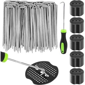 PQETBV Piquets de Jardin, Sardines Camping, 100 Pcs + 100 Rondelles, en Acier (150x40x3mm) avec Crochet de Crochet, pour Le Jardin, Le Paillis et Le Gazon Artificiel (100 Pièces) - Publicité PQETBV Piquets de Jardin, Sardines Camping, 100 Pcs + 100 Rondelles, en Acier (150x40x3mm) avec Crochet de Crochet, pour Le Jardin, Le Paillis et Le Gazon Artificiel (100 Pièces) - Publicité