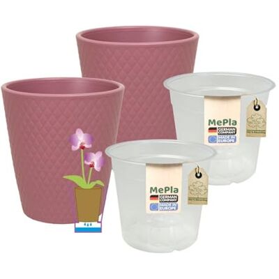 MePla Lot de 2 pots à orchidées SK Soendgen Arlequin Ø 14 cm Mauve Diamètre 12 cm Ambiance d'intérieur de qualité supérieure - Publicité MePla Lot de 2 pots à orchidées SK Soendgen Arlequin Ø 14 cm Mauve Diamètre 12 cm Ambiance d'intérieur de qualité supérieure - Publicité
