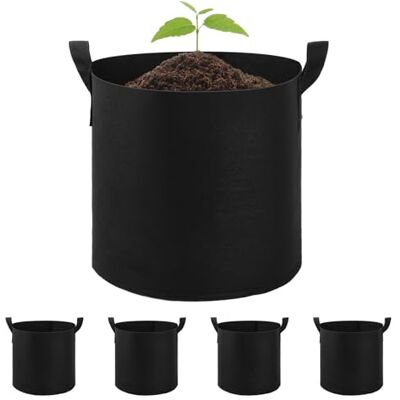Nivofu Sacs de Plantation, Lot de 5 Sac à Plantes en Non Tissé, Aération Tissu Pot, Sacs de Culture de 7 Gallons, pour Fleurs, Pommes de Terre, Tomates, Légumes, Respirant (Noir) - Publicité Nivofu Sacs de Plantation, Lot de 5 Sac à Plantes en Non Tissé, Aération Tissu Pot, Sacs de Culture de 7 Gallons, pour Fleurs, Pommes de Terre, Tomates, Légumes, Respirant (Noir) - Publicité