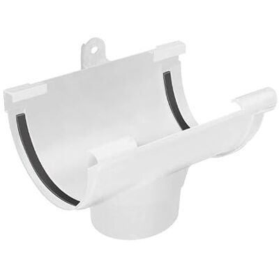 First Plast Gouttière PVC 25 demi-ronde Naissance centrale à joints montés PVC 25 sortie Ø80 blanc - Publicité First Plast Gouttière PVC 25 demi-ronde Naissance centrale à joints montés PVC 25 sortie Ø80 blanc - Publicité
