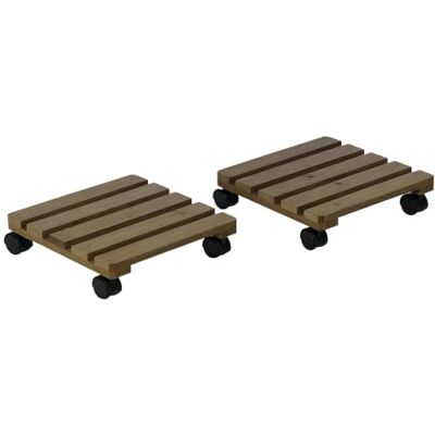 Outsunny Supports pour Plantes Carrés Lot de 2 30L x 30l x 7H cm Marron Porte Plante Extérieur Carré à Roulettes, Support pour Pot de Fleurs, Intérieur et Extérieur - Publicité Outsunny Supports pour Plantes Carrés Lot de 2 30L x 30l x 7H cm Marron Porte Plante Extérieur Carré à Roulettes, Support pour Pot de Fleurs, Intérieur et Extérieur - Publicité