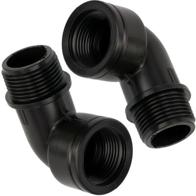 AERZETIX C75043 Lot de 2 Raccords coudés 90° mâle-femelle 1"x1" pour tuyau d'arrosage d'irrigation système goutte à goutte pression max 10 bars en polyéthylène circuit d'eau - Publicité AERZETIX C75043 Lot de 2 Raccords coudés 90° mâle-femelle 1"x1" pour tuyau d'arrosage d'irrigation système goutte à goutte pression max 10 bars en polyéthylène circuit d'eau - Publicité