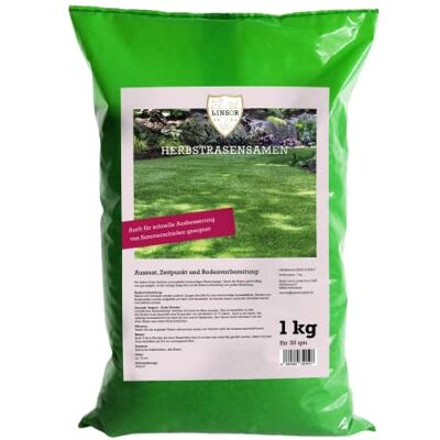 Linsor Gazon d'automne, graines de gazon, également pour le semis et la réparation, 1 kg pour 30 m² - Publicité Linsor Gazon d'automne, graines de gazon, également pour le semis et la réparation, 1 kg pour 30 m² - Publicité