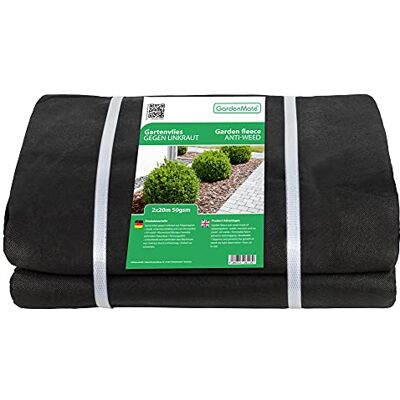 GardenMate Toile Anti-Mauvaises Herbes 2x20m en Non tissé 50g/m² antidéchirure, Anti-UV et perméable à l'eau 2x20 = 40m² - Publicité GardenMate Toile Anti-Mauvaises Herbes 2x20m en Non tissé 50g/m² antidéchirure, Anti-UV et perméable à l'eau 2x20 = 40m² - Publicité