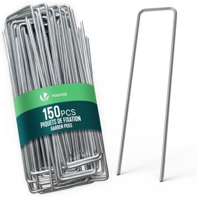 vounot ® Lot de 150 Piquets de Fixation en Métal Galvanisé Agrafes de Jardin en Forme de U 150x30mm Ø 3mm pour Toile Paillage Grillage Filet Bâche Gazon Artificiel Tuyaux d’Arrosage - Publicité vounot ® Lot de 150 Piquets de Fixation en Métal Galvanisé Agrafes de Jardin en Forme de U 150x30mm Ø 3mm pour Toile Paillage Grillage Filet Bâche Gazon Artificiel Tuyaux d’Arrosage - Publicité