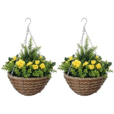 Outsunny 2 Pièces de Fleurs de Lisianthus Artificielles en Panier Suspendu - Outil de Jardinage - Publicité Outsunny 2 Pièces de Fleurs de Lisianthus Artificielles en Panier Suspendu - Outil de Jardinage - Publicité