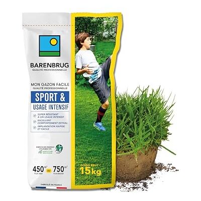 Barenbrug Gazon Sport & Usage intensif Super Résistant Excellent Comportement Estival Implantation Rapide et Facile Engrais Compatible Agriculture Biologique Fabriqué en France 15KG - Publicité Barenbrug Gazon Sport & Usage intensif Super Résistant Excellent Comportement Estival Implantation Rapide et Facile Engrais Compatible Agriculture Biologique Fabriqué en France 15KG - Publicité
