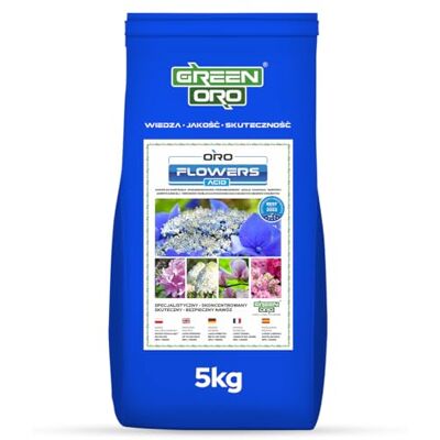 GREEN ORO FLOWERS ACID 5KG Engrais à libération lente pour hortensias et plantes acidophiles - Publicité GREEN ORO FLOWERS ACID 5KG Engrais à libération lente pour hortensias et plantes acidophiles - Publicité