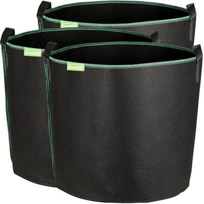 GardenMate 3X Sacs à Plantes 60L en Non tissé GREENLINE Ø 45,5cm Hauteur 40cm Noir/Vert - Publicité GardenMate 3X Sacs à Plantes 60L en Non tissé GREENLINE Ø 45,5cm Hauteur 40cm Noir/Vert - Publicité