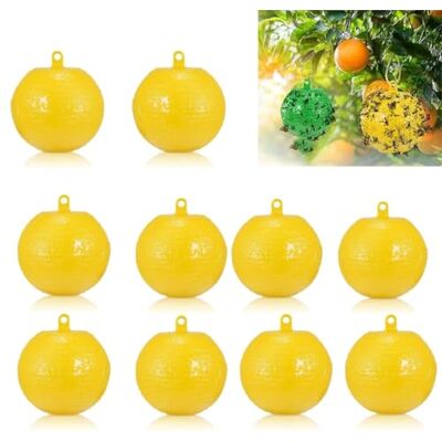 DEJIN Lot de 10 Pièges À Mouches Suspendus Boule Collante Anti Mouche Pièges À Insectes, Attrape-Mouches À Fruits, Attrape-parasites Extérieur, pour De Cours, Vergers(Yellow) - Publicité DEJIN Lot de 10 Pièges À Mouches Suspendus Boule Collante Anti Mouche Pièges À Insectes, Attrape-Mouches À Fruits, Attrape-parasites Extérieur, pour De Cours, Vergers(Yellow) - Publicité