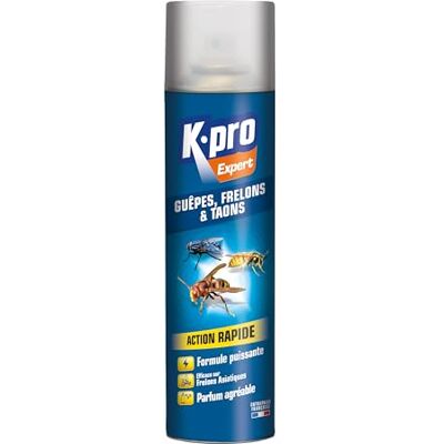K.PRO Expert Spray Aérosol Guêpes, Frelons et Taons-Efficace sur Frelons Asiatiques- Elimine et Eloigne les Insectes- Action Rapide Formule Puissante- Ne Tache Pas- Technique Professionnelle-400ml - Publicité K.PRO Expert Spray Aérosol Guêpes, Frelons et Taons-Efficace sur Frelons Asiatiques- Elimine et Eloigne les Insectes- Action Rapide Formule Puissante- Ne Tache Pas- Technique Professionnelle-400ml - Publicité