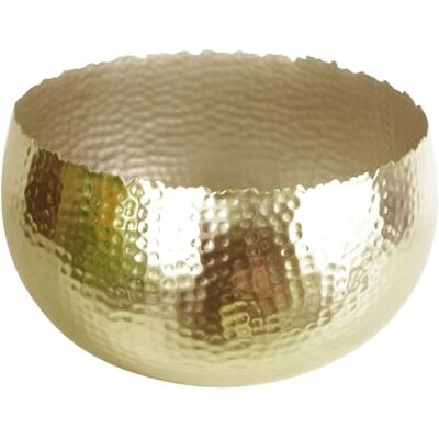 Leaf Grand Bol en Métal 32 x 20cm Doré Martelé - Bord Courbé - Pot - Publicité Leaf Grand Bol en Métal 32 x 20cm Doré Martelé - Bord Courbé - Pot - Publicité