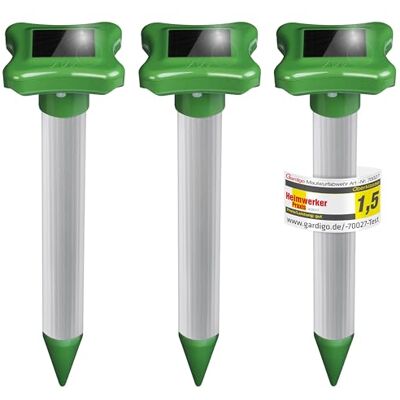 Gardigo Répulsif Anti-Taupes Solaire à Ultrasons Lot de 3 Contre taupes, campagnols et rongeurs – Sans produits chimiques – Alimentation solaire – Pour jardin, pelouse et potager - Publicité Gardigo Répulsif Anti-Taupes Solaire à Ultrasons Lot de 3 Contre taupes, campagnols et rongeurs – Sans produits chimiques – Alimentation solaire – Pour jardin, pelouse et potager - Publicité