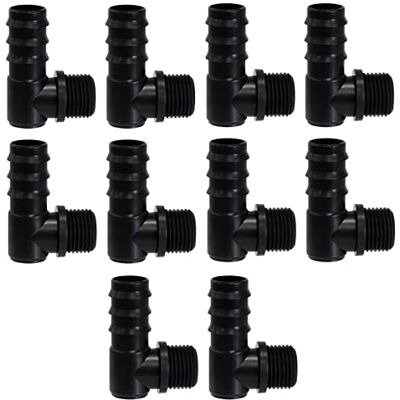 AERZETIX Lot de 10 Embouts Raccords Coudés Cannelés en Plastique Ø20mm x 1/2'' Filetage Externe pour Tuyau d'Arrosage/Irrigation Système Goutte à Goutte - Publicité AERZETIX Lot de 10 Embouts Raccords Coudés Cannelés en Plastique Ø20mm x 1/2'' Filetage Externe pour Tuyau d'Arrosage/Irrigation Système Goutte à Goutte - Publicité