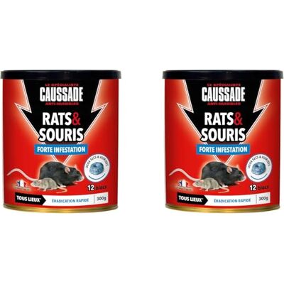 Caussade Anti-Rats & Souris 24 Blocs Flocoumafen 600g Efficacité Radicale Tous lieux Prêt à l'Emploi Une Ingestion Suffit CARSPT300X2 - Publicité Caussade Anti-Rats & Souris 24 Blocs Flocoumafen 600g Efficacité Radicale Tous lieux Prêt à l'Emploi Une Ingestion Suffit CARSPT300X2 - Publicité