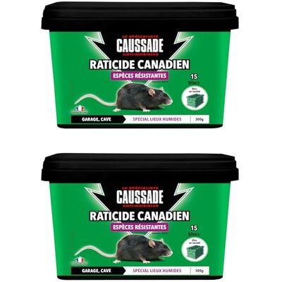 Caussade Raticide Canadien Anti-Rats & Souris 30 Blocs 600g Efficacité Radicale Lieux Très Humides Prêt à l'Emploi Une Ingestion Suffit France CARBL300NX2 - Publicité Caussade Raticide Canadien Anti-Rats & Souris 30 Blocs 600g Efficacité Radicale Lieux Très Humides Prêt à l'Emploi Une Ingestion Suffit France CARBL300NX2 - Publicité