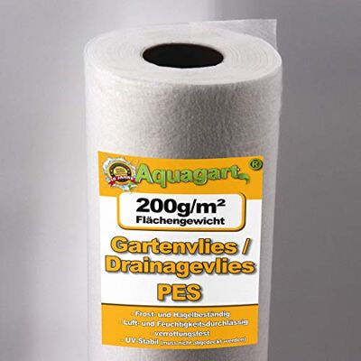 Aquagart Voile géotextile de 47,5 m² Voile de jardin Voile de mauvaises herbes Voile de drainage 200 g/m² 1,9 m de large - Publicité Aquagart Voile géotextile de 47,5 m² Voile de jardin Voile de mauvaises herbes Voile de drainage 200 g/m² 1,9 m de large - Publicité