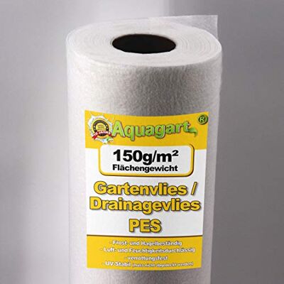 Aquagart Non-tissé de jardin non-tissé anti-mauvaises herbes non-tissé de drainage 150g 1m ou 2m de large différentes longueurs (50m x 1m) - Publicité Aquagart Non-tissé de jardin non-tissé anti-mauvaises herbes non-tissé de drainage 150g 1m ou 2m de large différentes longueurs (50m x 1m) - Publicité