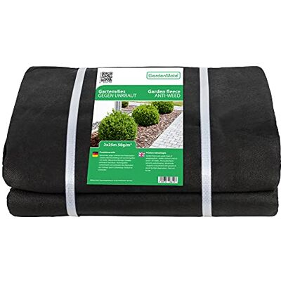 GardenMate Toile Anti-Mauvaises Herbes 2x25m en Non tissé 50g/m² antidéchirure, Anti-UV et perméable à l'eau 2x25 = 50m² - Publicité GardenMate Toile Anti-Mauvaises Herbes 2x25m en Non tissé 50g/m² antidéchirure, Anti-UV et perméable à l'eau 2x25 = 50m² - Publicité