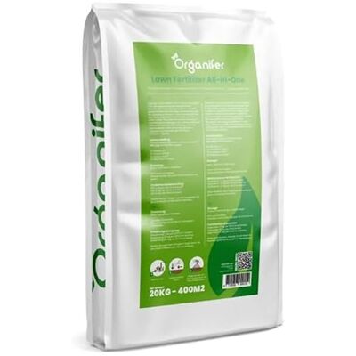 Organifer - Engrais Tout-en-Un pour Gazon - Vert Profond, Sans Mousse ni Mauvaises Herbes - Publicité Organifer - Engrais Tout-en-Un pour Gazon - Vert Profond, Sans Mousse ni Mauvaises Herbes - Publicité