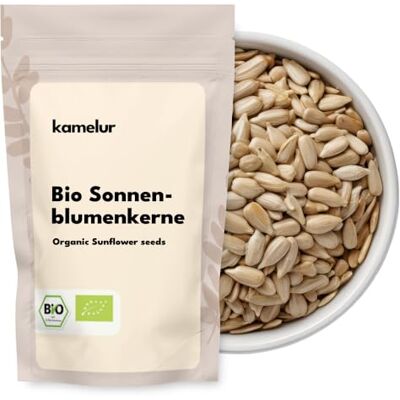 Kamelur 2kg de graines de tournesol BIO décortiquées graines de tournesol de haute qualité pour la pâtisserie et autres graines de tournesol en emballage biodégradable - Publicité Kamelur 2kg de graines de tournesol BIO décortiquées graines de tournesol de haute qualité pour la pâtisserie et autres graines de tournesol en emballage biodégradable - Publicité