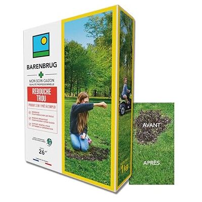 Barenbrug Soin Rebouche Trou Solution 3-en-1 Engrais Organique pour Nourrir Gazon Support Végétal pour Optimiser Germination Limite Apparition Mauvaises Herbes Fabriqué en France 1KG - Publicité Barenbrug Soin Rebouche Trou Solution 3-en-1 Engrais Organique pour Nourrir Gazon Support Végétal pour Optimiser Germination Limite Apparition Mauvaises Herbes Fabriqué en France 1KG - Publicité