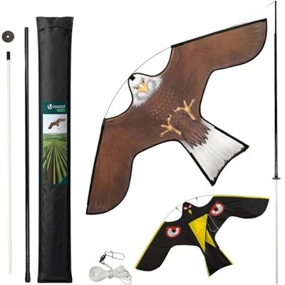 vounot ® Cerf Volant Effaroucheur Oiseaux Faucon Réaliste Répulsif Oiseaux Extérieur avec Mât Télescopique de 4m et 2 Cerfs Volants Interchangeables pour Jardin Potager Ferme Modèle B&G - Publicité vounot ® Cerf Volant Effaroucheur Oiseaux Faucon Réaliste Répulsif Oiseaux Extérieur avec Mât Télescopique de 4m et 2 Cerfs Volants Interchangeables pour Jardin Potager Ferme Modèle B&G - Publicité
