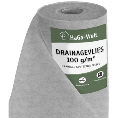 HaGa Toison de drainage 100 g/m² de 0,5 m de large, comme drainage, non-tissé pour bac à sable, géotextile de séparation pour jardinage et sous pavés (vendu au mètre) - Publicité HaGa Toison de drainage 100 g/m² de 0,5 m de large, comme drainage, non-tissé pour bac à sable, géotextile de séparation pour jardinage et sous pavés (vendu au mètre) - Publicité