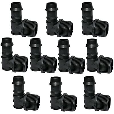AERZETIX Lot de 10 Embouts Raccords Coudés Cannelés en Plastique Ø20mm x 3/4'' Filetage Externe pour Tuyau d'Arrosage/Irrigation Système Goutte à Goutte - Publicité AERZETIX Lot de 10 Embouts Raccords Coudés Cannelés en Plastique Ø20mm x 3/4'' Filetage Externe pour Tuyau d'Arrosage/Irrigation Système Goutte à Goutte - Publicité