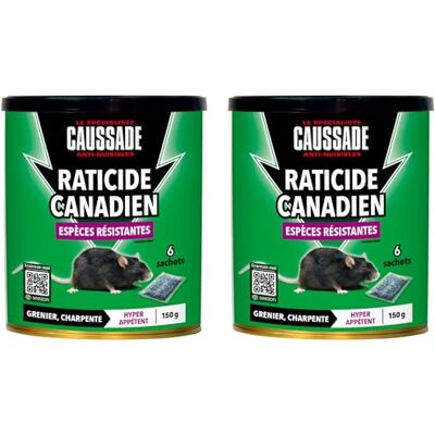 Caussade Raticide Canadien Anti-Rats 12 Sachets Céréales 300g Efficacité Radicale Lieux Secs Prêt à l'Emploi Une Ingestion Suffit Fabriqué en France CARBF150X2 - Publicité Caussade Raticide Canadien Anti-Rats 12 Sachets Céréales 300g Efficacité Radicale Lieux Secs Prêt à l'Emploi Une Ingestion Suffit Fabriqué en France CARBF150X2 - Publicité