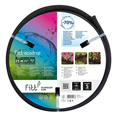 FITT ECODROP 1/2" 25m, Tuyau microporeux qui laisse suinter l’eau pour irrigation enterrée, de surface et localisée au goutte à goutte, sans raccords - Publicité FITT ECODROP 1/2" 25m, Tuyau microporeux qui laisse suinter l’eau pour irrigation enterrée, de surface et localisée au goutte à goutte, sans raccords - Publicité