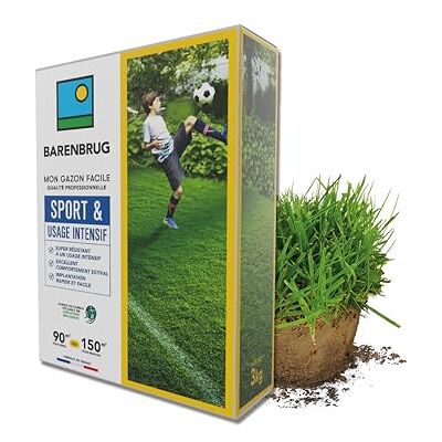 Barenbrug Gazon Sport & Usage intensif Super Résistant Excellent Comportement Estival Implantation Rapide et Facile Engrais Compatible Agriculture Biologique Fabriqué en France 3KG - Publicité Barenbrug Gazon Sport & Usage intensif Super Résistant Excellent Comportement Estival Implantation Rapide et Facile Engrais Compatible Agriculture Biologique Fabriqué en France 3KG - Publicité