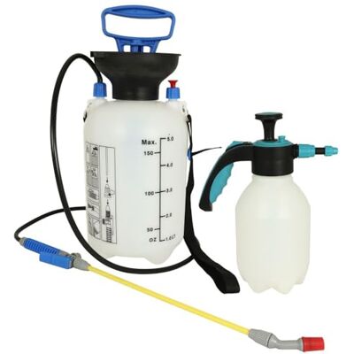 MePla Pulvérisateur à main 2 l + Pulvérisateur de jardin de 5 l à pression, Sulfateuse – Idéal pour la maison et le jardin - Publicité MePla Pulvérisateur à main 2 l + Pulvérisateur de jardin de 5 l à pression, Sulfateuse – Idéal pour la maison et le jardin - Publicité