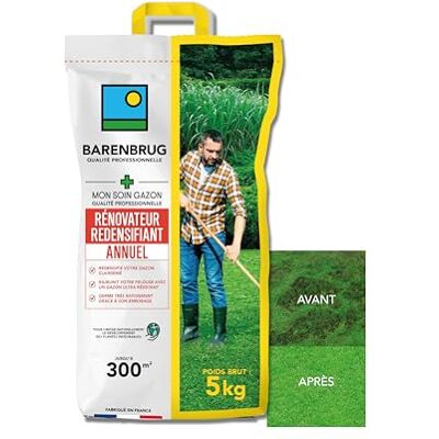 Barenbrug Soin Rénovateur Redensifiant Redensifie et Rajeunit le Gazon Germe Très Rapidement Semences avec Enrobage Limite Développement Plantes Indésirables Fabriqué en France 5KG - Publicité Barenbrug Soin Rénovateur Redensifiant Redensifie et Rajeunit le Gazon Germe Très Rapidement Semences avec Enrobage Limite Développement Plantes Indésirables Fabriqué en France 5KG - Publicité
