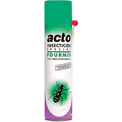 Acto AÉROSOL Contre toutes les espèces de fourmis qui colonisent la maison, les balcons, les terrasses (fourmis noires, fourmis rouges et fourmis d’Argentine). Aérosol avec tube prolongateur FOUR5 - Publicité Acto AÉROSOL Contre toutes les espèces de fourmis qui colonisent la maison, les balcons, les terrasses (fourmis noires, fourmis rouges et fourmis d’Argentine). Aérosol avec tube prolongateur FOUR5 - Publicité